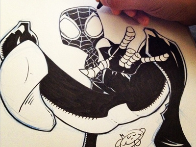 Ultimate Spiderman Inked comics drawing illustration ink marvel miles morales spiderman