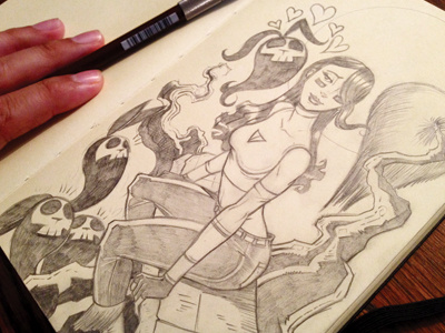 Katherine Moleskine Sketch babe cartoons doodle drawing hot girl moleskine sketch