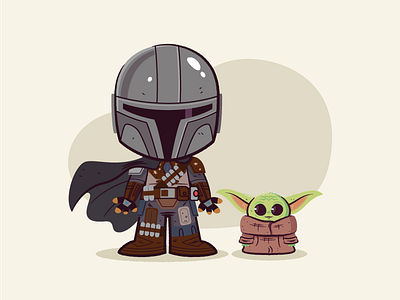 Lil Mandalorian and Baby Yoda baby yoda character design illustration illustrations mandalorian star wars vector