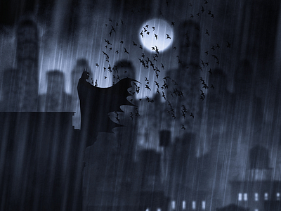 Batman bat batman city dark flat gotham illustration marvel vector