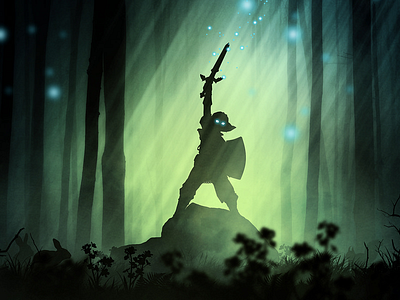 Zelda flat forest illustration link magic silhouette zelda