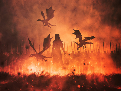 The mother of dragons daenerys dragons game silhouette throne