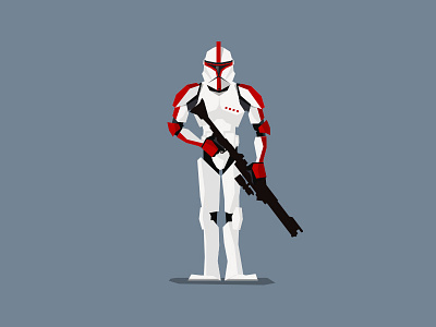 Captain clone clone trooper flat starwars trooper vector