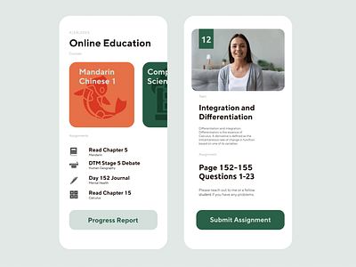 Online Education app design flat minimal typography ui ux