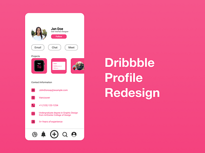 Dribbble Profile Redesign account app dailyui 006 design minimal ui