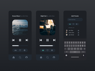 Friend-Friendly Music Player app dailyui 009 dailyui009 dark mode design friend friendly music player friend friendly music player friend music player friend music player fun minimal music music player ui