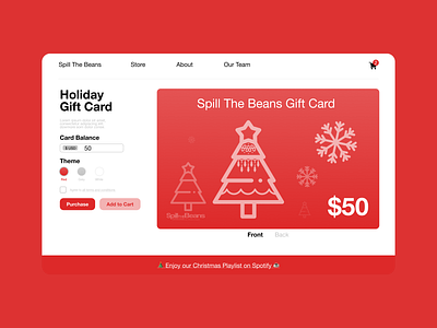 Holiday Gift Card cafe christmas coffee daily ui 033 dailyui dailyui 033 dailyui33 design festive gift card minimal spill the beans