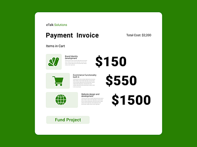 Payment Invoice 046 46 brand identity branding dailyui dailyui 046 design etalk etalk solutions fund this project fund this project minimal money payment invoice solutions website