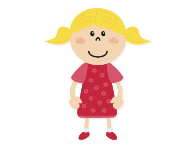 Happy Young Girl blonde floral pattern freckles girl happy kid red dress smile young