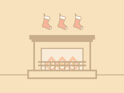 Fireplace illustration christmas clean fire fireplace flat socks