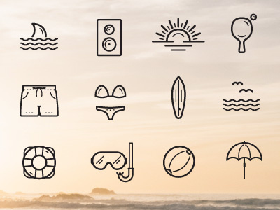 Beach And Summer Icons - Part2 ai app creative event flat icons linear season summer web