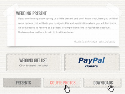 Classic Wedding Website buttons elements present stats stitches tradition ui web wedding