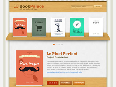 Book Palace Website author book bookshelf ebook ecommerce landing mockup portfolio shop ui web wood