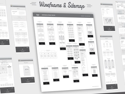 Wireframe and Sitemap Creator clean deliverables flat flow gray grid sitemap ui ux vector web wireframe