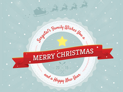 Cute Christmas And New Year Card Volume 02 badge card christmas mistletoe reindeer ribbon santa snow star xmas