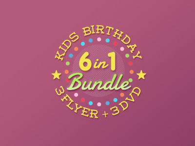 Kids Birthday Super Bundle badge banner birthday bundle circle colors kids party promo stars type