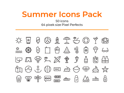 Summer icon pack designs icons illustrations lines user interface