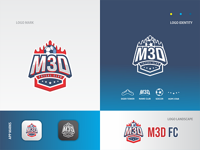M3D FC - Logo 3d app ball design flat flat design football futsal icon illustraion logo logo design logo mark logos logotype minimal