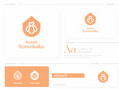 Rumah Konveksiku Logo brand branding company design dress elegant flat design graphic design home house icon illustration logo logo design logos logotype minimal modern simple ui