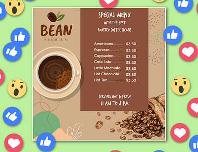 BEAN | Premium Brand - Social Media Template branding coffee bean concept graphicdesign illustration illustrator logo product socialmedia vector