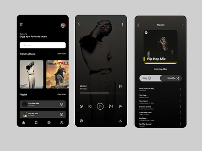 Music app dark mode ui music player app product design ui ui design ui ux user interface deisgn ux