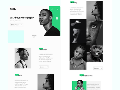 Foto black design interface design landing page photography portfolio design product design ui ui ux web design web ui website design