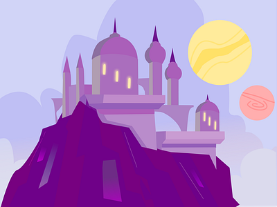 Castle asthetic castle design dreamy flat illustration illustrator inkscape mountain purple vector