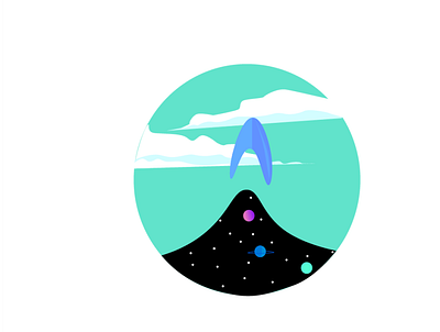 Space launch asthetic clouds design dreamy flat illustration illustrator logo ui vector