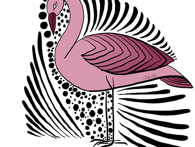 Pink bird abstract art bird black design digital art flamingo pink