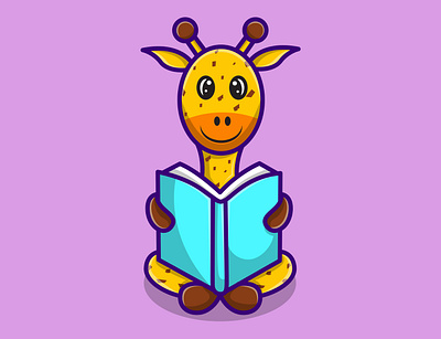 cute giraffe reading book design giraffe illustration illustration art illustrator ilustration logo ui vector art vector face vector illustration