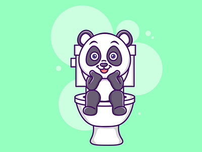 panda pooping illustration