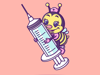 Bees and needles illustration