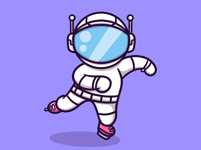 Cute astronout ice skating illustration astronaut branding design illustration illustration art illustrator ilustration logo ui vector vector art