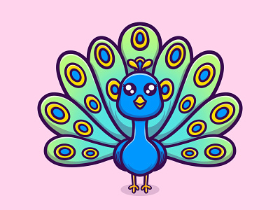 Cute peacock animal illustration by Nocte_Studio on Dribbble