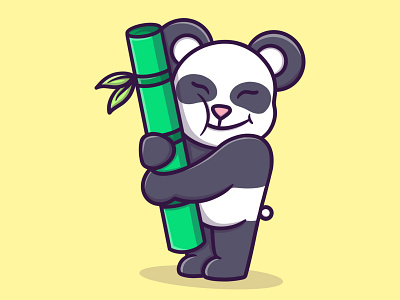 Cute panda with bamboo 3d animation bamboo branding china design graphic design illustration illustration art illustrator ilustration logo motion graphics panda ui vector vector art