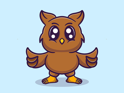 Cute owl vector icon illustration