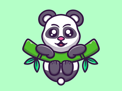 Cute panda with bamboo cartoon illustration animal bamboo branding business cartoon china design illustration illustration art illustrator ilustration logo mascot panda vector vector art