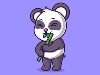 Cute panda eating bamboo illustration animal bamboo branding cartoon design icon illustration illustration art illustrator ilustration logo mascot panda vector vector art