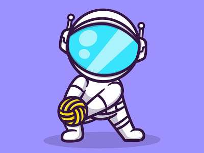 Cute astronaut playing volleyball illustration astronaut ball branding business cartoon character design fun illustration illustration art ilustration kids logo sport vector art volleyball