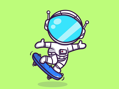 Cute astronaut playing skateboard astronaut branding business design illustration illustration art illustrator ilustration kids logo skateboard space sport vector vector art white