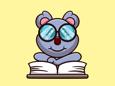 Cute koala with a book 3d animal animation book branding design fun graphic design illustration illustration art kids koala library logo mascot motion graphics read ui writing