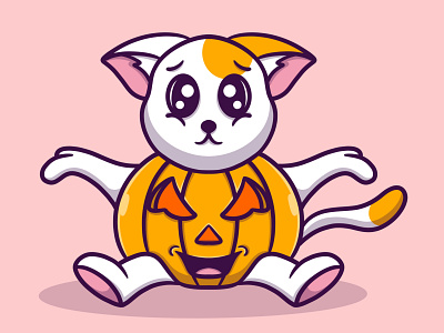 Cute cat with pumpkin