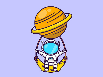 Cute astronaut with planet astronaut branding cartoon design fun illustration illustration art illustrator ilustration kids logo mascot planet ui vector vector art