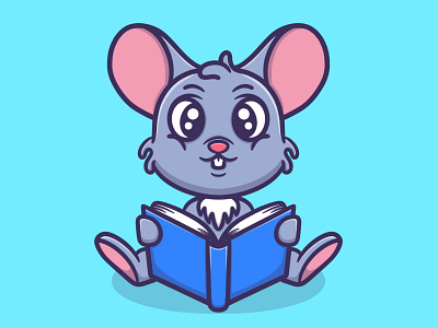 Cute mouse reading book 3d animation book branding design education fun graphic design illustration art kids logo motion graphics mouse reading school ui