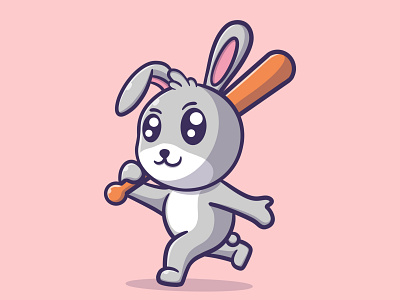 Cute bunny illustration 3d animal animation baseball branding bunny cartoon cute design fun graphic design illustration illustration art illustrator logo motion graphics rabbit sport ui vector