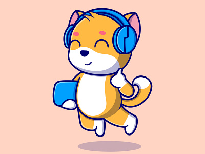 Cute puppies with headphone pedigree