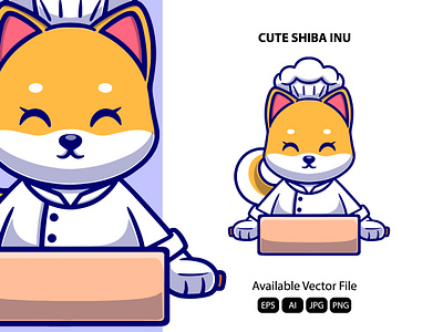 Cute cheff shiba inu chef cook cooking cuisine food job kitchen man profession professional restaurant uniform