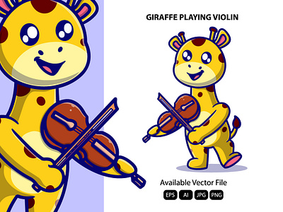 Cute giraffe playing violin art classic classical concert instrument music musical orchestra sound string viola violin