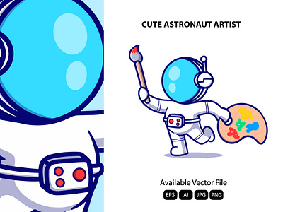 Cute astronaut artist artist astronaut cosmonaut design illustration man moon planet science space spaceman vector