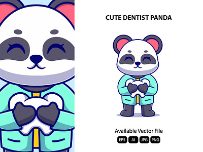 Cute dentist panda care clinic dental dentist dentistry doctor medical medicine oral patient treatment woman